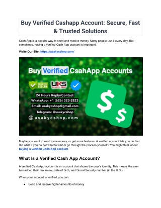 Buy Verified CashApp Accounts-100% Safe & Secure Service