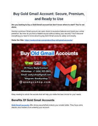Buy Old Gmail Accounts: A Trusted Source Guide