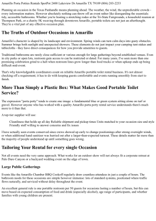 Amarillo's Trusted Choice for Event Porta Potty Rentals