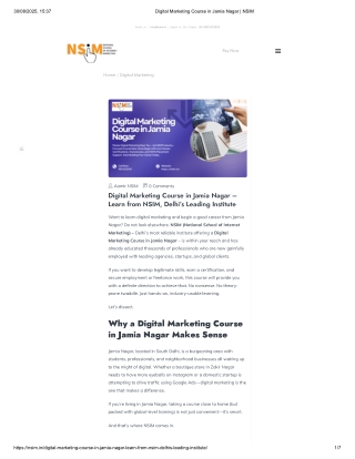 Digital Marketing Course in Jamia Nagar _ NSIM Delhi