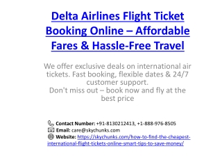 Delta Airlines Flight Ticket Booking Online – Affordable Fares & Hassle-Free