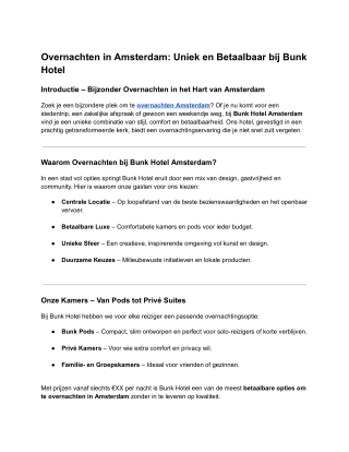 Overnachten in Amsterdam_ Uniek en Betaalbaar bij Bunk Hotel