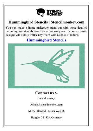 Hummingbird Stencils  Stencilmonkey.com