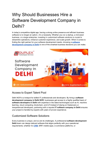 Why Should Businesses Hire a Software Development Company in Delhi (1)