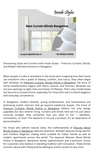 Roller Blinds Online in Bangalore