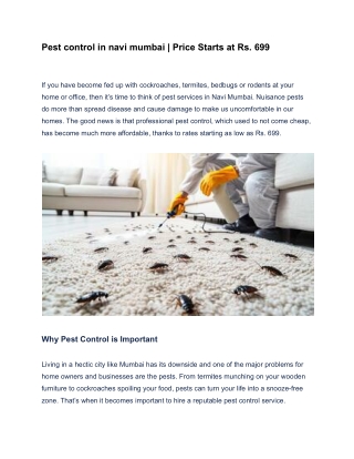 Pest Control in Navi Mumbai | Price Starts at Rs. 699