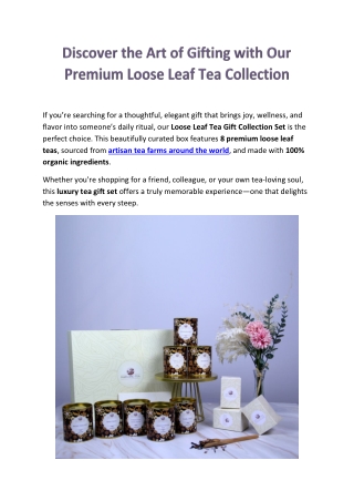 Luxury Loose Leaf Tea Gift Set | 8 Organic Global Teas