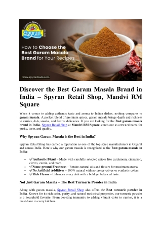 Discover the Best Garam Masala Brand in India – Spyran Retail Shop, Mandvi RM Sq