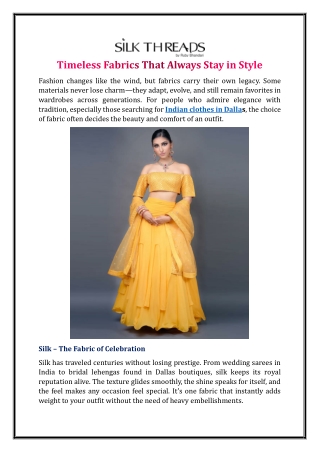 Timeless Fabrics That Always Stay in Style