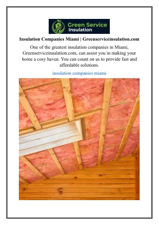 Insulation Companies Miami | Greenserviceinsulation.com