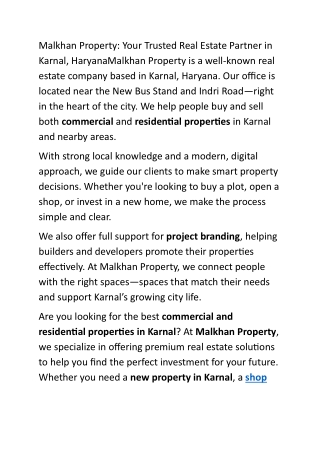 Shop For Sale in Karnal | New Property | Commercial | Residential