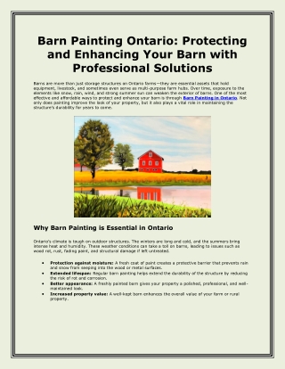 Barn Painting Ontario Protecting and Enhancing Your Barn with Professional Solutions