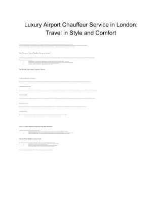 Luxury Airport Chauffeur Service in London_ Travel in Style and Comfort