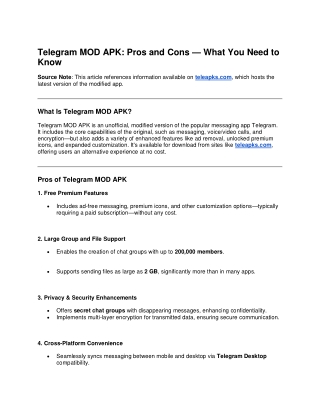 Telegram MOD APK Pros & Cons