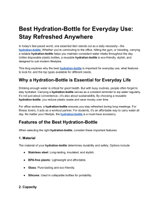 Best Hydration-Bottle for Everyday Use: Stay Refreshed Anywhere