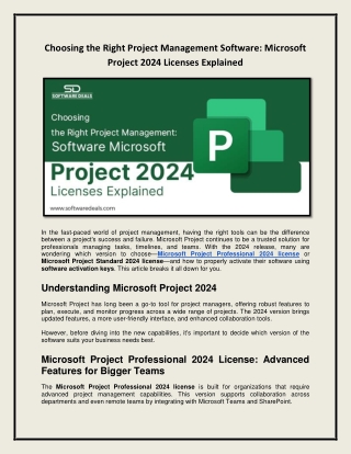 Choosing the Right Project Management Software: Microsoft Project 2024 Licenses