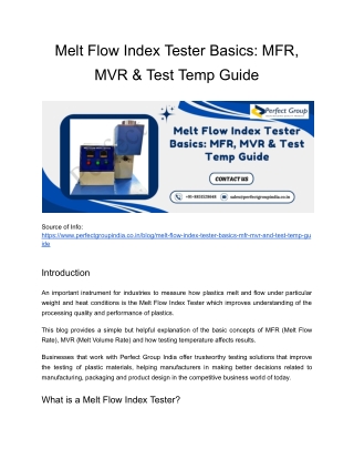 Melt Flow Index Tester Basics: MFR, MVR & Test Temp Guide