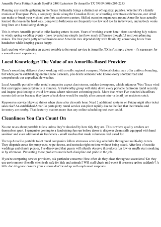 Leading Reasons to Pick Amarillo Portable Toilet Rental for Your Next Event