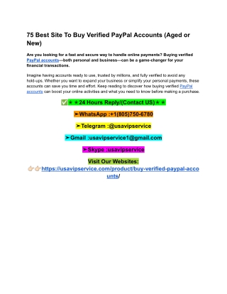 75 Best Site To Buy Verified PayPal Accounts (Aged or New)
