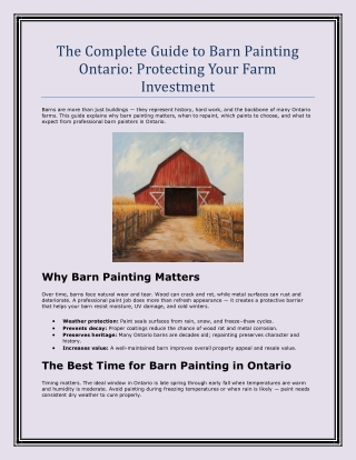The Complete Guide to Barn Painting Ontario Protecting Your Farm Investment