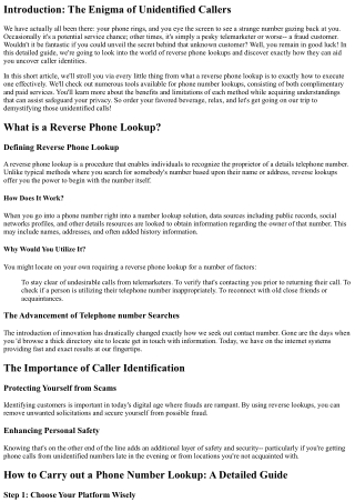 Discovering Caller Identities: A Step-by-Step Guide to Reverse Lookups