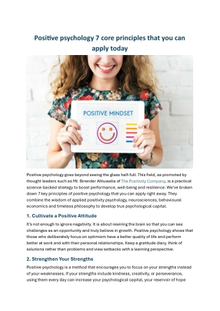 Positive psychology: 7 core principles that you can apply today