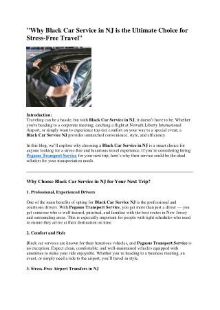 "Why Black Car Service in NJ is the Ultimate Choice for Stress-Free Travel"