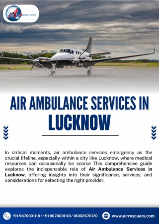 Air Ambulance Services in Lucknow