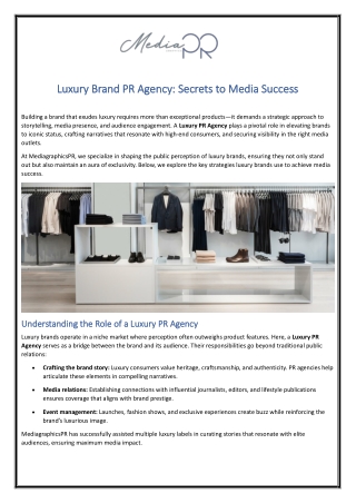 Luxury Brand PR Agency Secrets to Media Success
