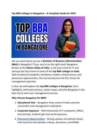 Top BBA Colleges in Bangalore