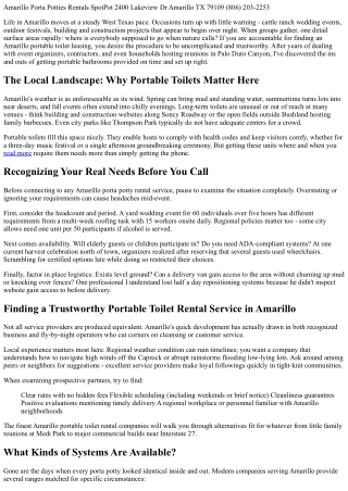 How to Set Up a Portable Toilet Shipment in Amarillo, TX