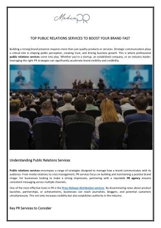 Top Public Relations Services to Boost Your Brand Fast