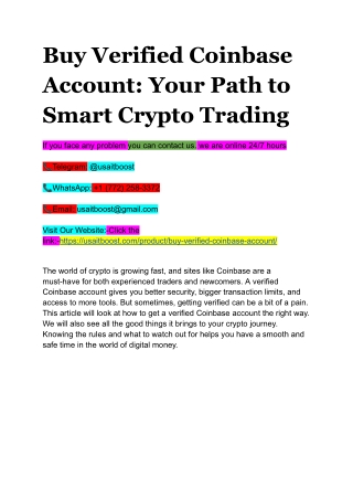 Best 22 Platform To Purchase Verified Coinbase Account .usaitboost.com