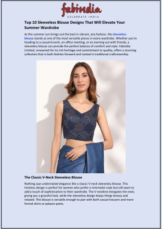 Top 10 Sleeveless Blouse Designs That Will Elevate Your Summer Wardrobe