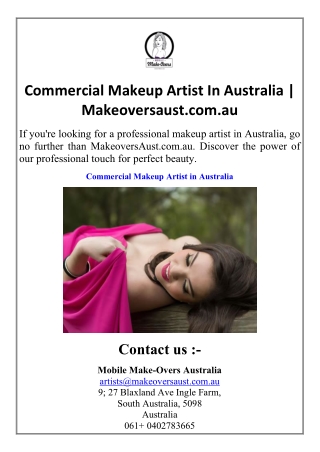 Commercial Makeup Artist In Australia  Makeoversaust.com.au