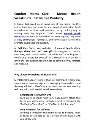 Inspire with Mental Health Shirts & Sweatshirts Online