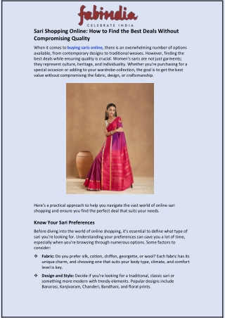 Sari Shopping Online and How to Find the Best Deals Without Compromising Quality