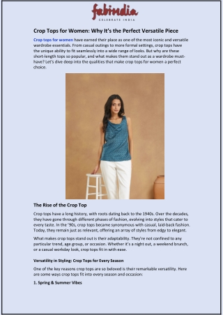 Crop Tops for Women and Why It’s the Perfect Versatile Piece