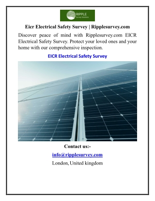 Eicr Electrical Safety Survey  Ripplesurvey.com