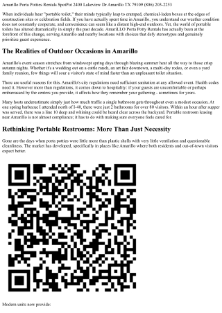 Optimizing Convenience with Modern Amenities from AmariLLO Porta Potty Rentals