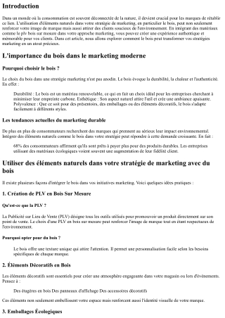 Utiliser des éléments naturels dans votre stratégie de marketing avec du bois.