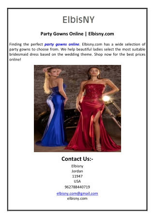 Party Gowns Online | Elbisny.com