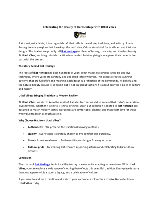 Celebrating the Beauty of Ikat Heritage with Utkal Vibes