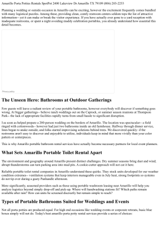 Amarillo Portable Bathroom Rental for Weddings and Outdoor Events