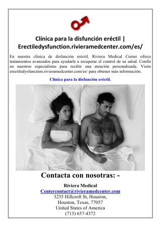 Clínica para la disfunción eréctil  Erectiledysfunction.rivieramedcenter.com