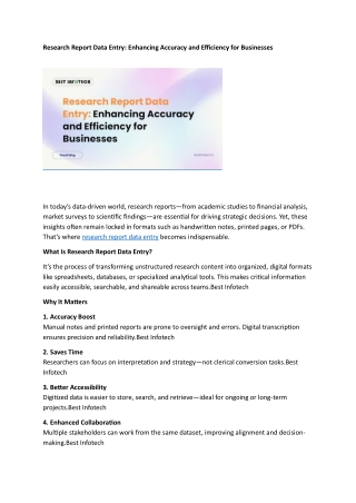 Research Report Data Entry: Enhancing Accuracy and Efficiency for Businesses