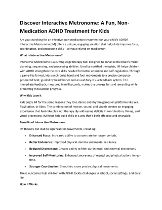 Interactive Metronome for ADHD Treatment