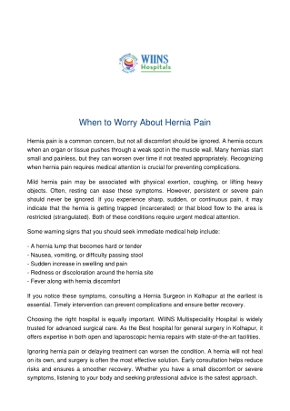 When to Worry About Hernia Pain | WIINS Multispeciality Hospital