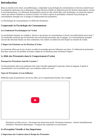 La Psychologie du Consommateur et le Rôle des Présentoirs