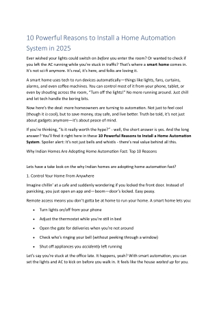 10 Powerful Reasons to Install a Home Automation System in 2025